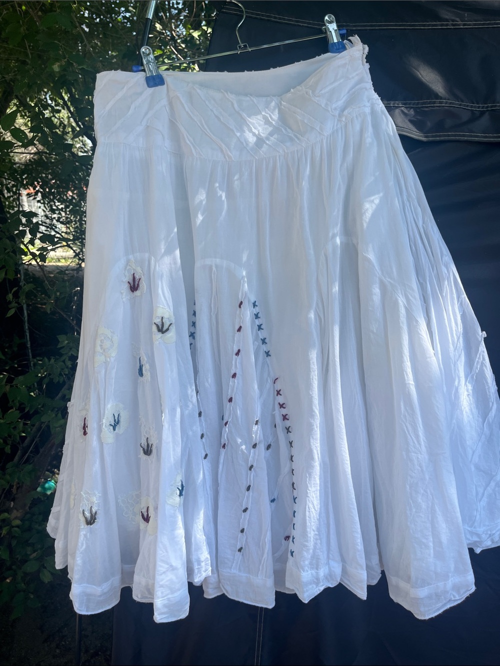 White Embroidered Circle Skirt